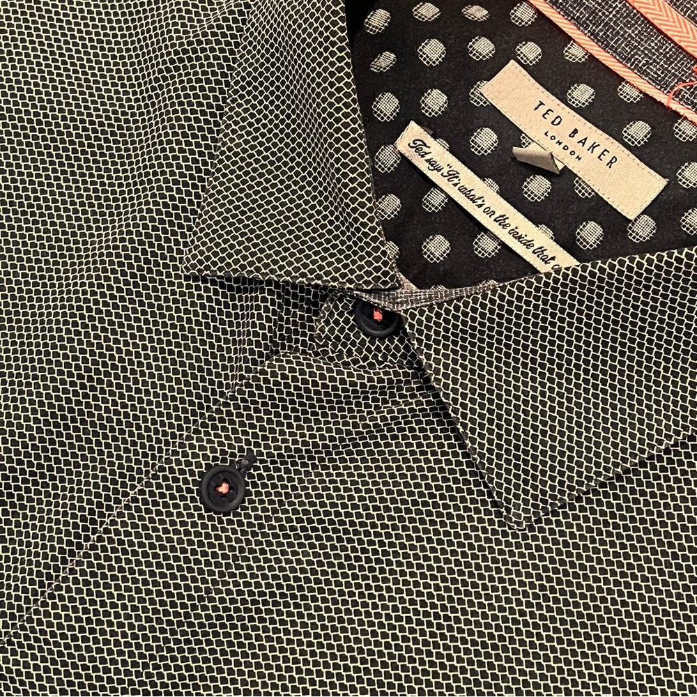 Ted Baker London Men’s Long-Sleeve Geometric Print Dress Shirt Flip Cuff 7/3XL - Picture 4 of 16
